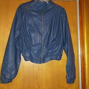 Blue faux leather jacket